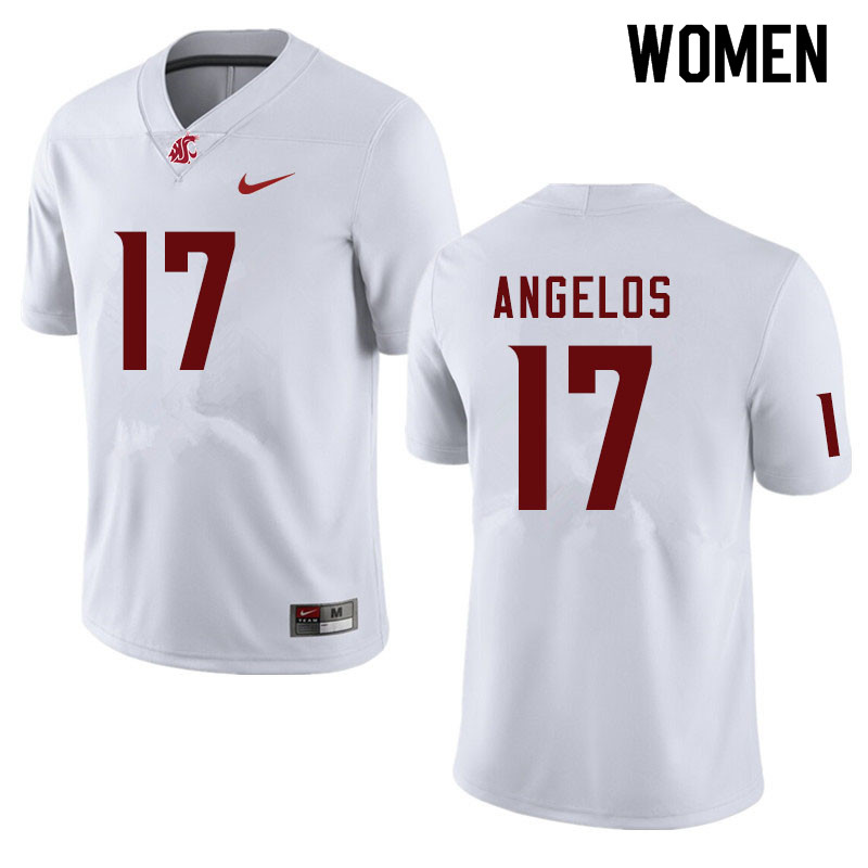 Women #17 Aaron Angelos Washington State Cougars College Football Jerseys Sale-White - Click Image to Close